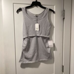 Angel Maternity Striped Sleeveless Top - Black and White S